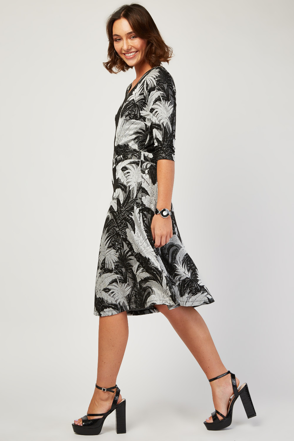 Tropical Palm Tree Embroidered Dress - Just $7