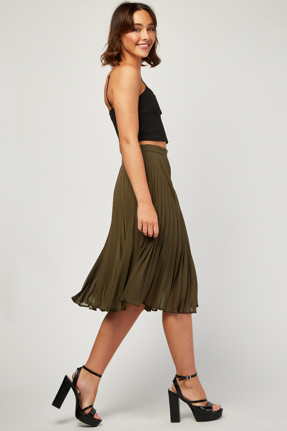 Chiffon Pleated Midi Skirt - Just $6