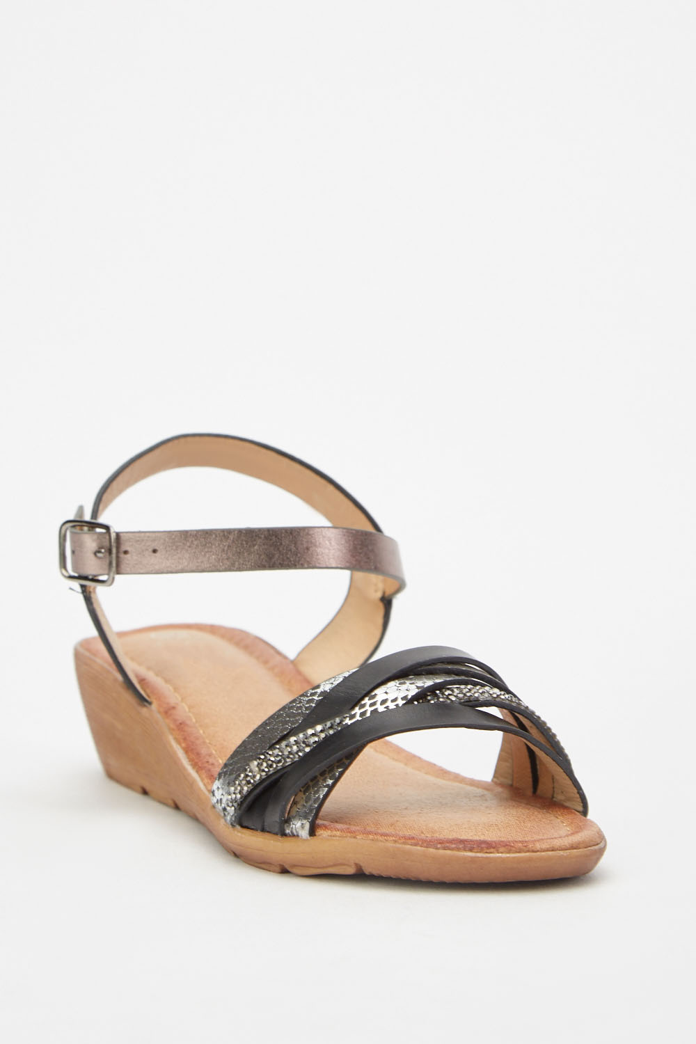 Metallic Criss Cross Strappy Sandals - Just $7