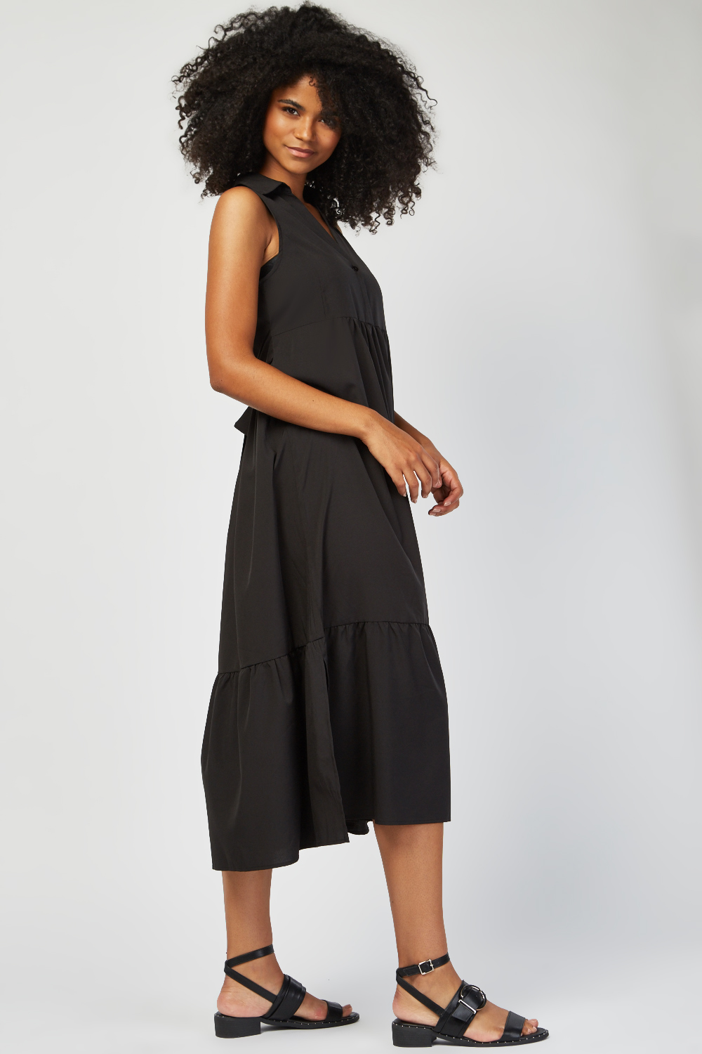 Sleeveless Button Front Smock Dress - Just $6