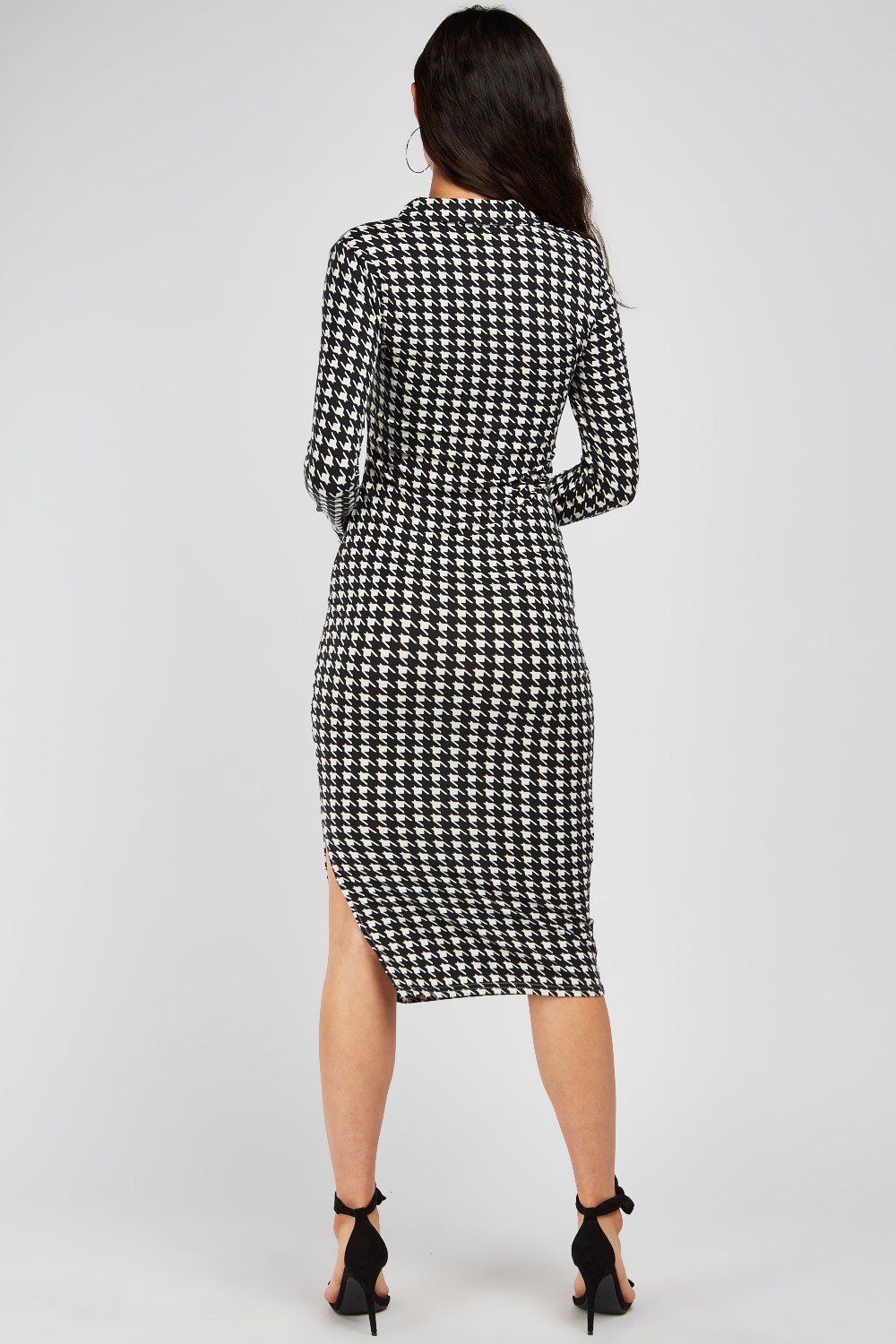 Houndstooth Pattern Midi Dress Just 7