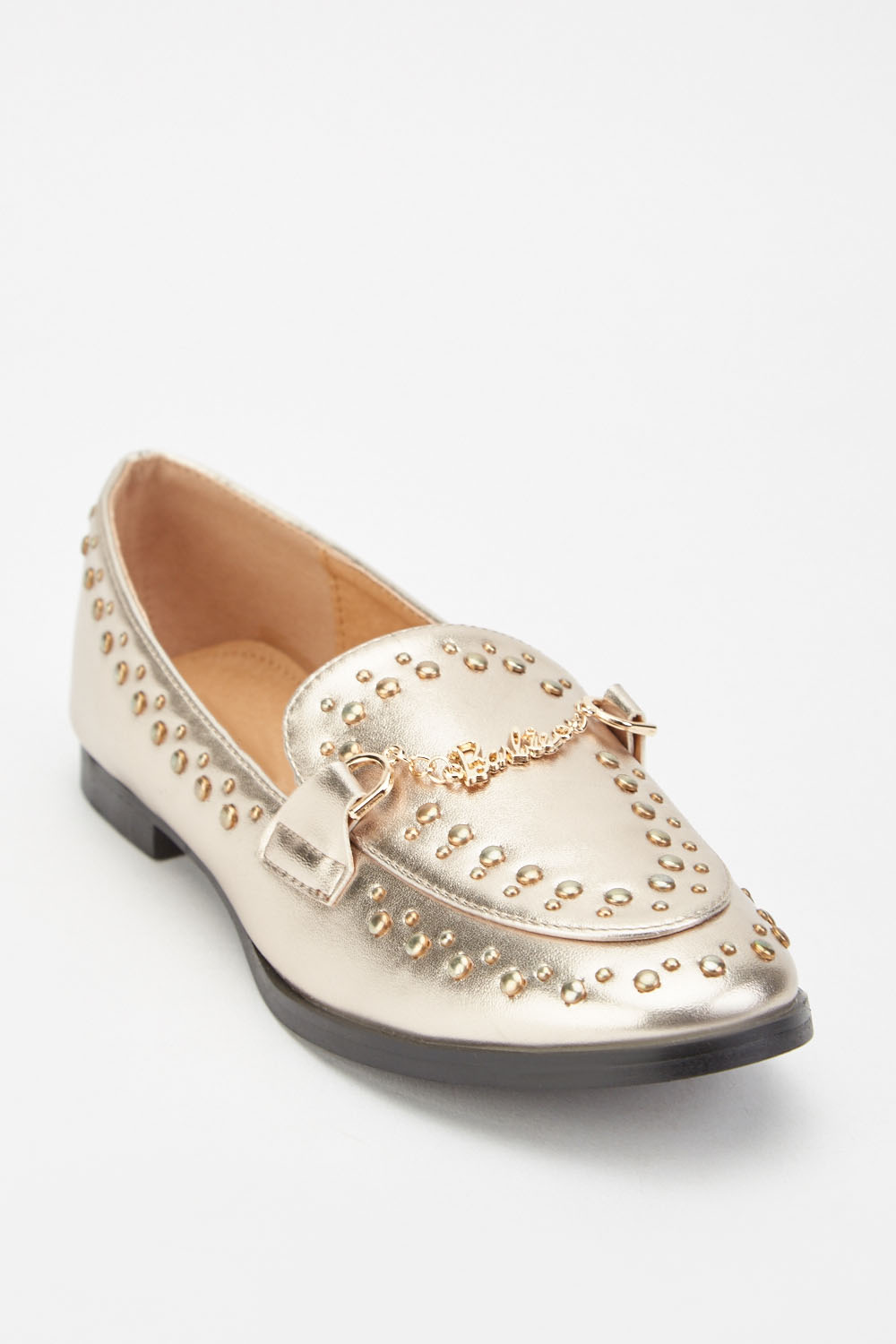 Studded Metallic Loafers - Just $7