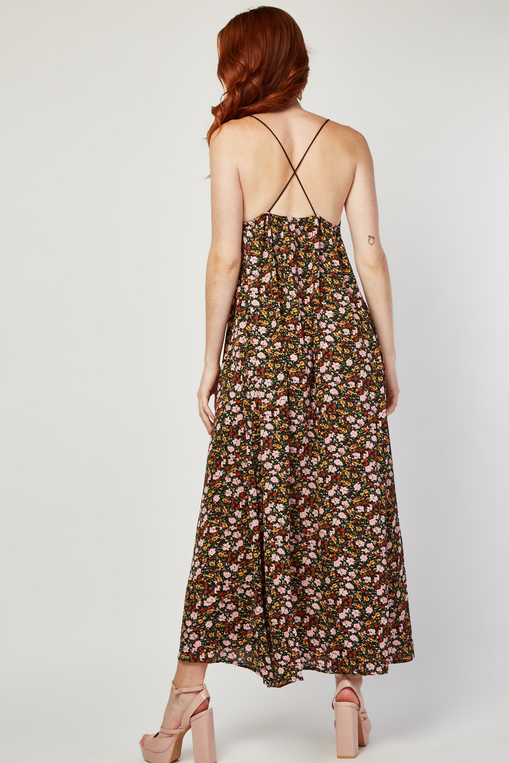 Button Front Floral Ditsy Maxi Dress - Just $7