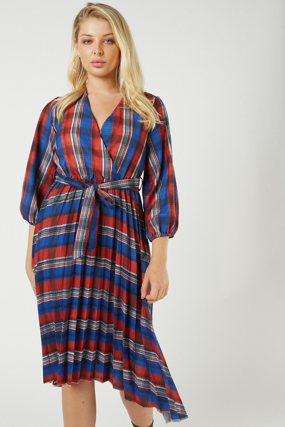 plaid wrap dress