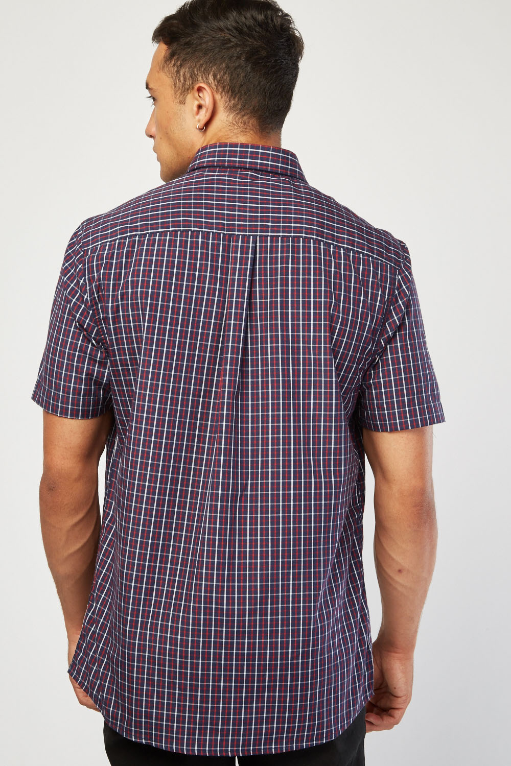 Casual Short Sleeve Check Shirt - Just $7