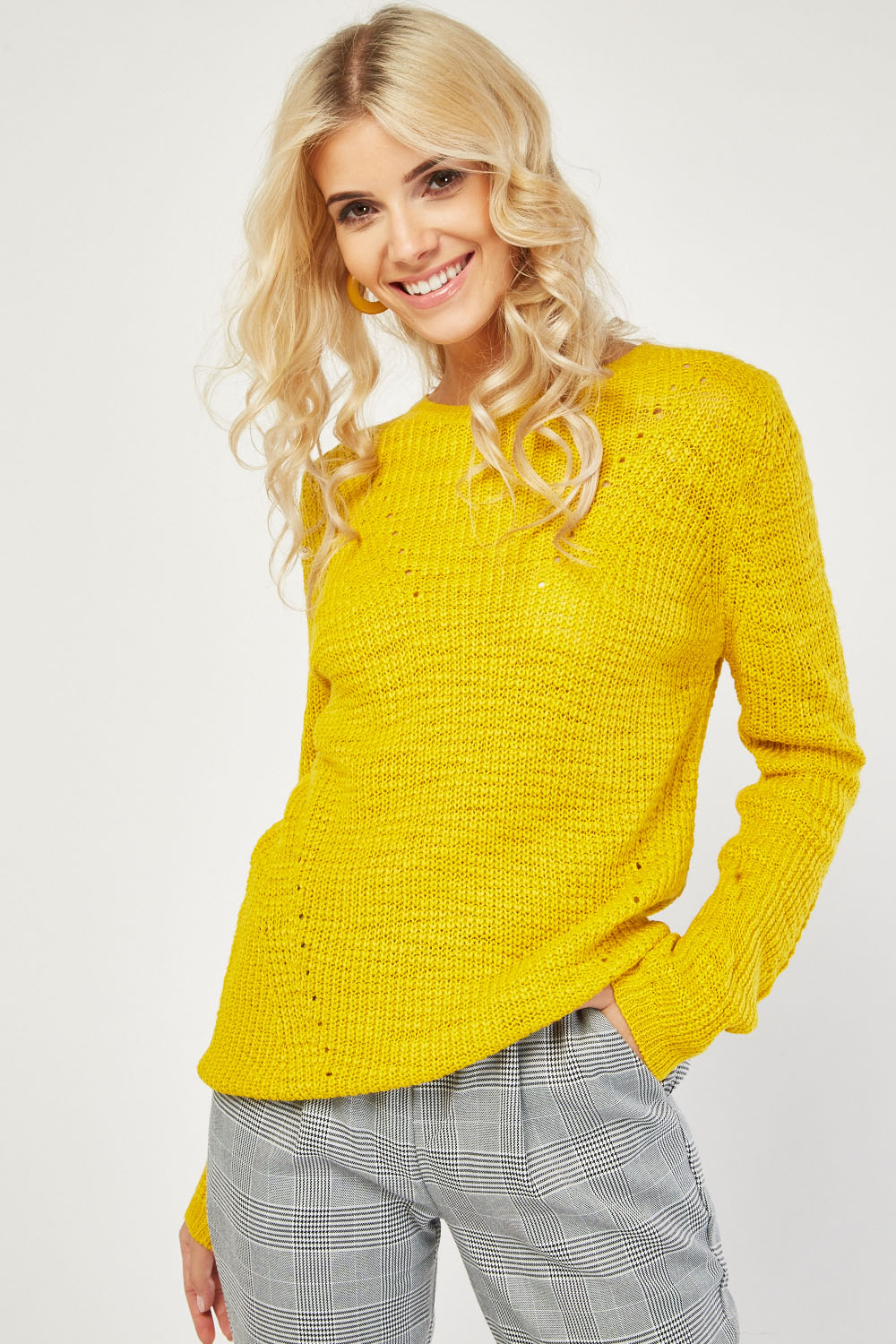 Yellow Chunky Knit Jumper - Just $7
