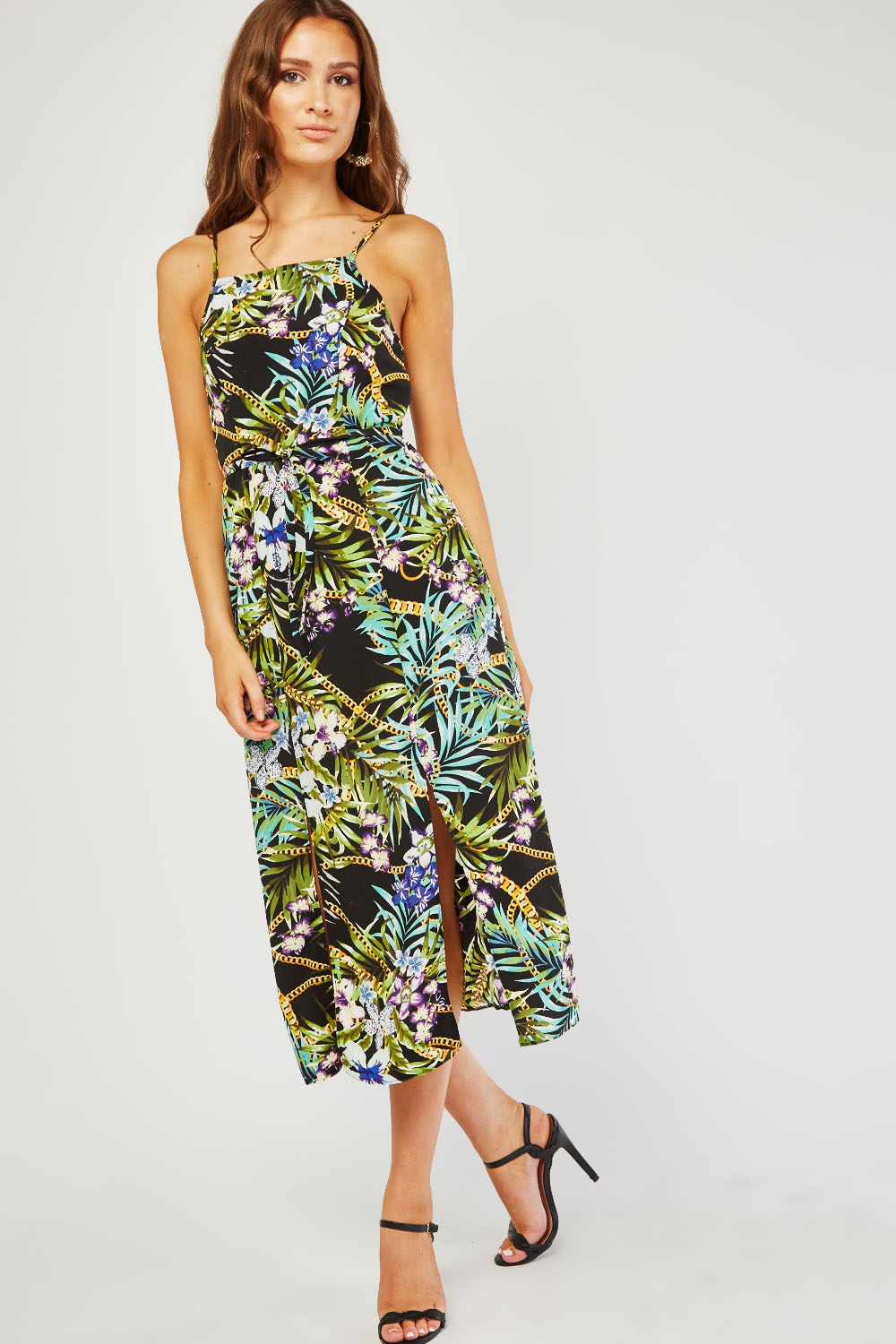 Tropical Print Midi Dress - Just $7