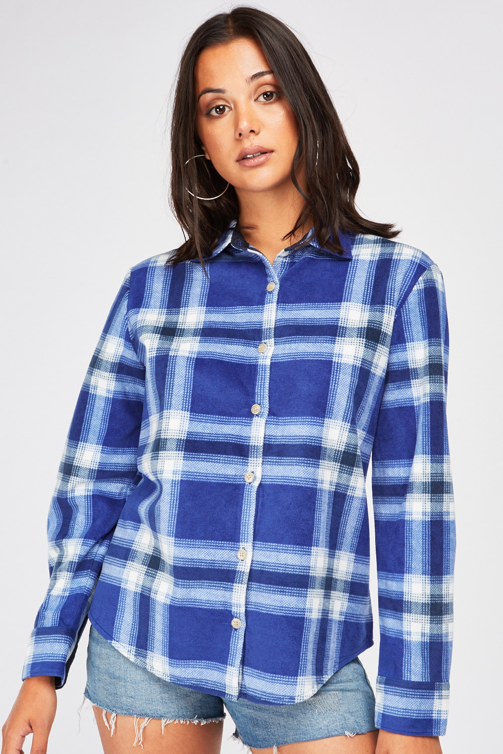 Long Sleeve Checkered Flannel Shirt - Just $7