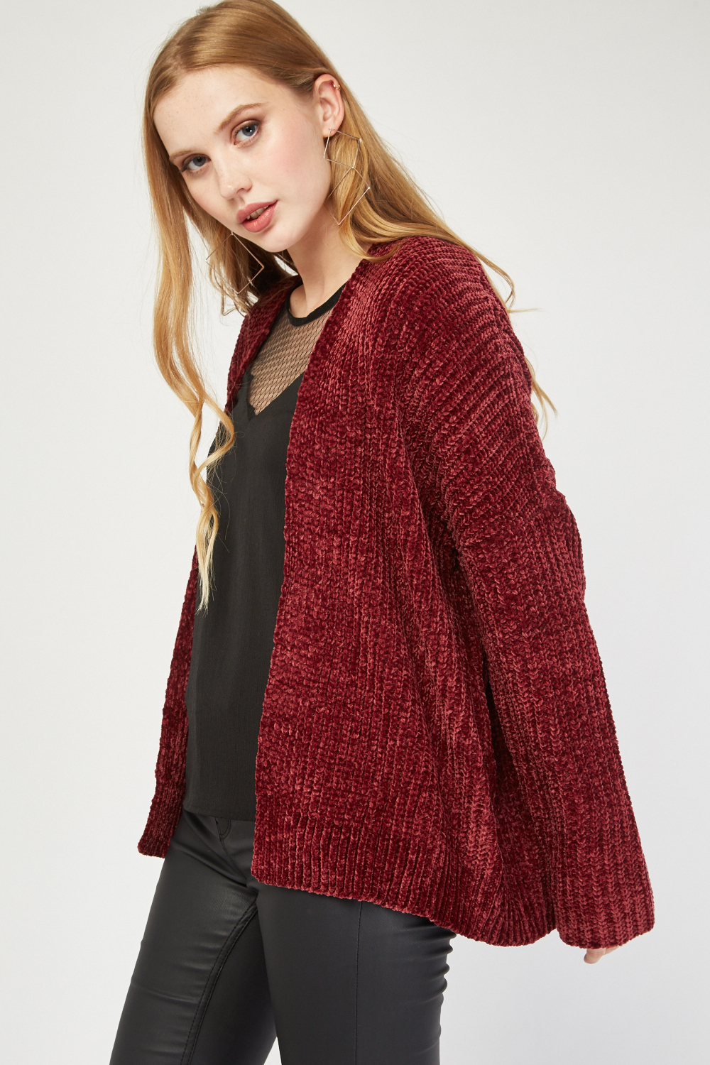 Chenille Knit Open Front Cardigan - Just $6