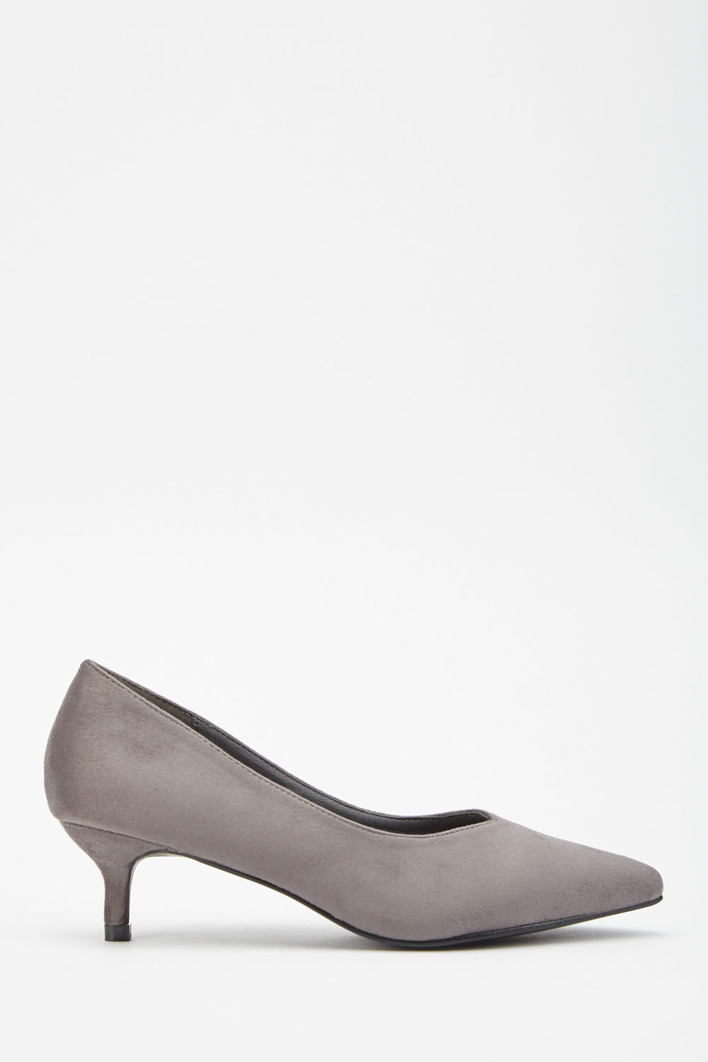 grey small heeled shoes