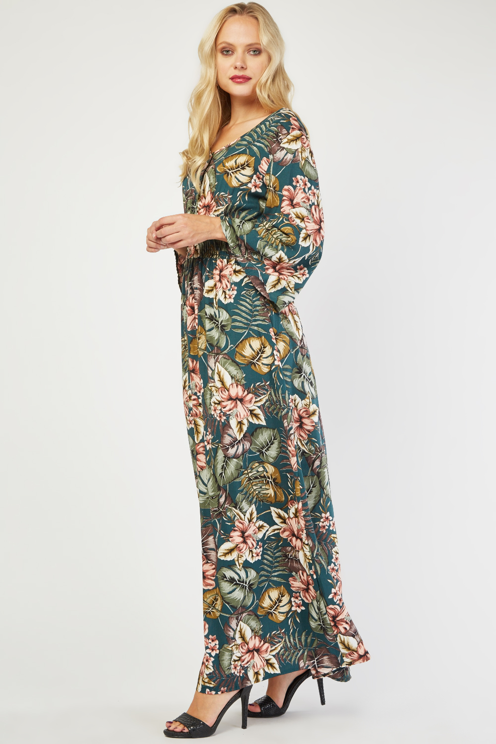 Shirred Waist Panelled Maxi Dress - Just $7