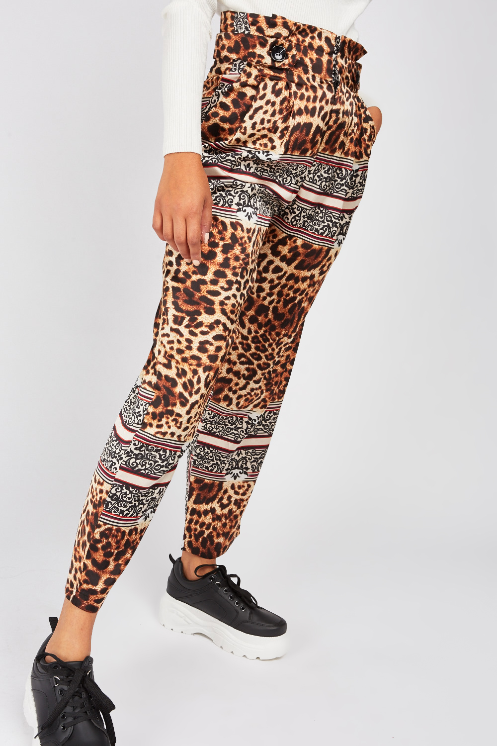 Contrasted Animal Print Trousers - Just $3