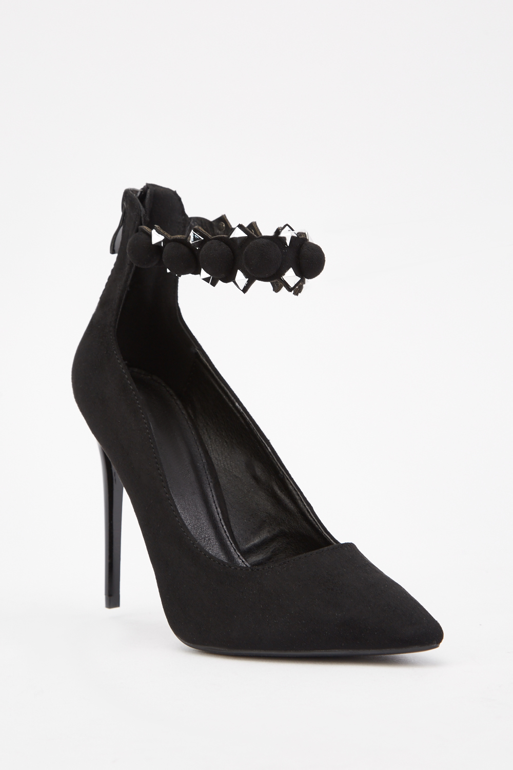 Studded Ankle Strap Court Heels - Just $3