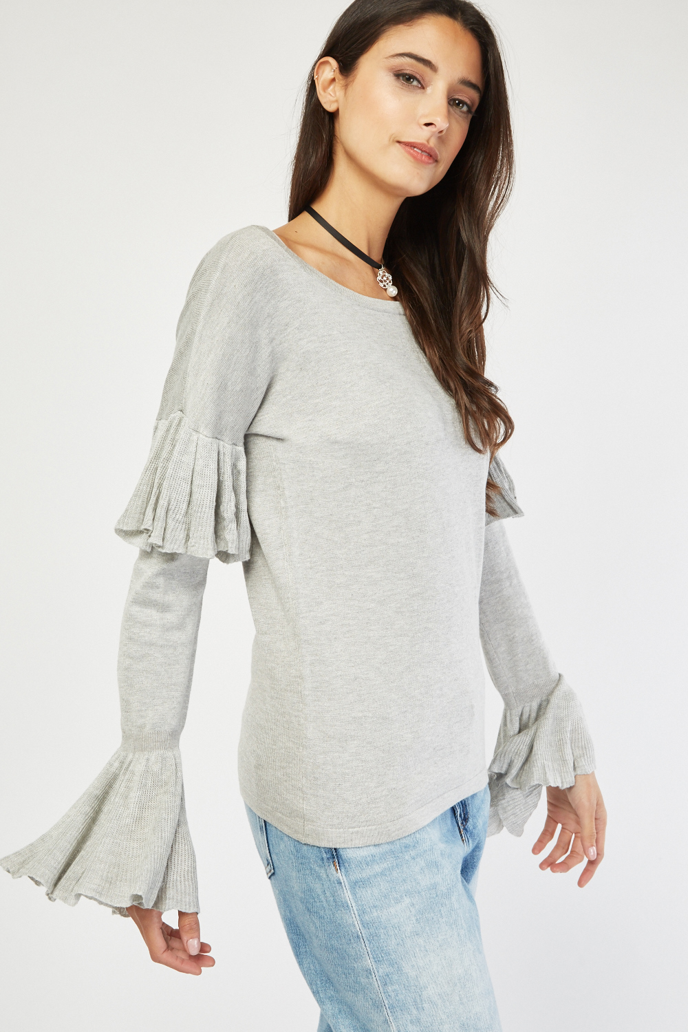 Flared Sleeve Knit Sweater - Just $7