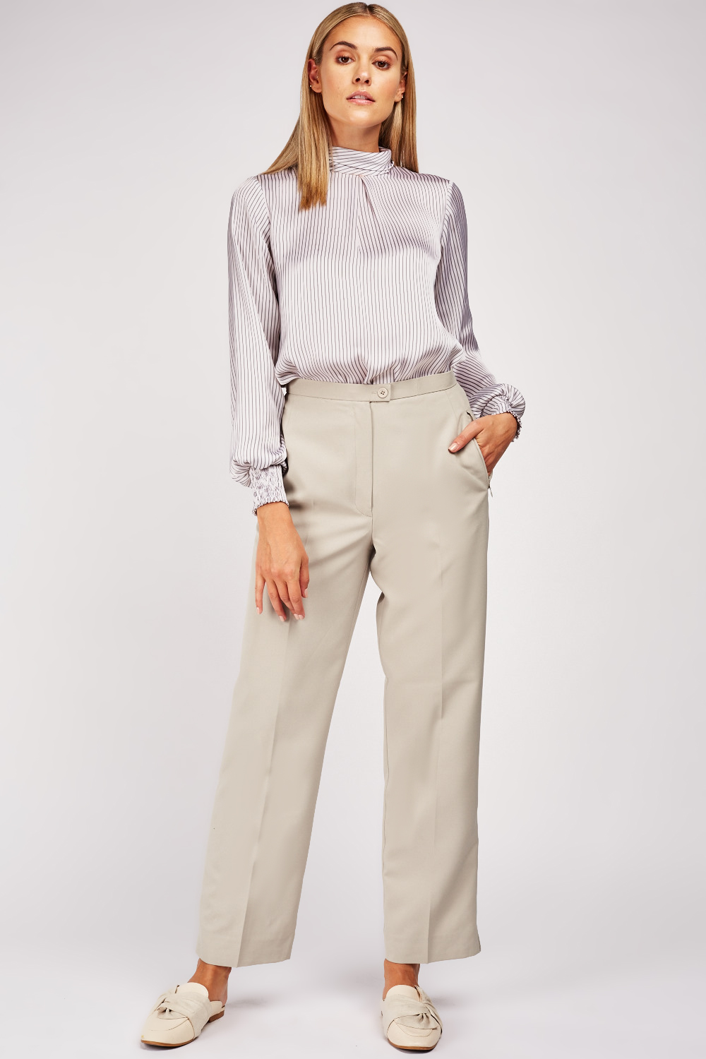Sand Straight Leg Trousers - Just $7