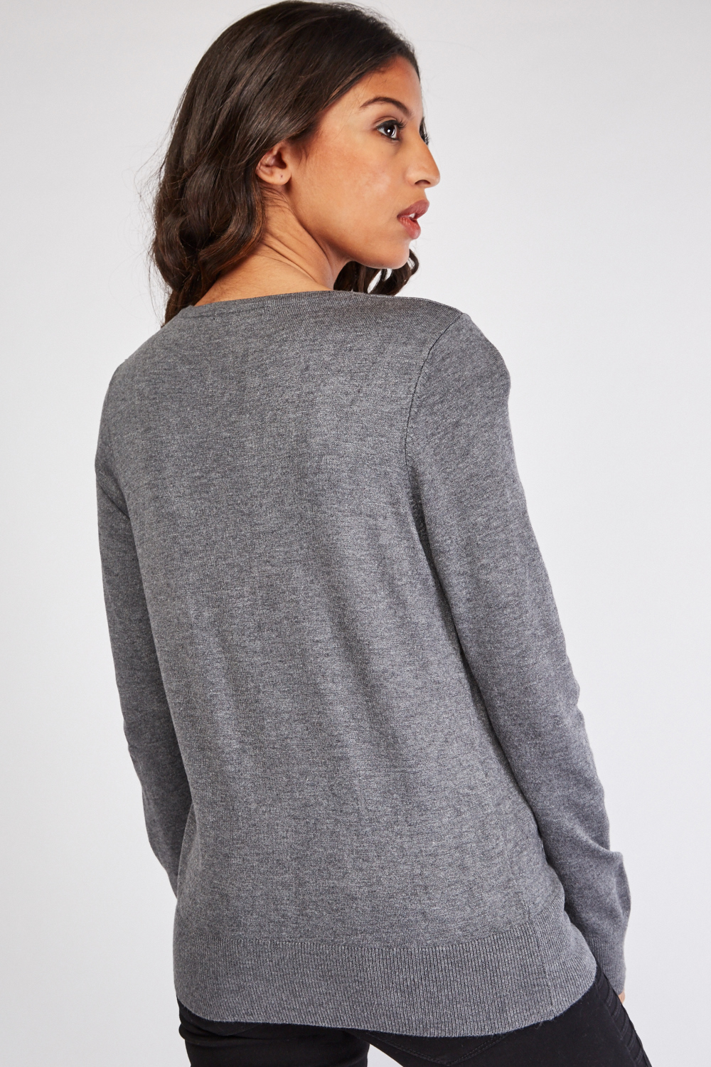 Plain Grey Knit Cardigan - Just $7