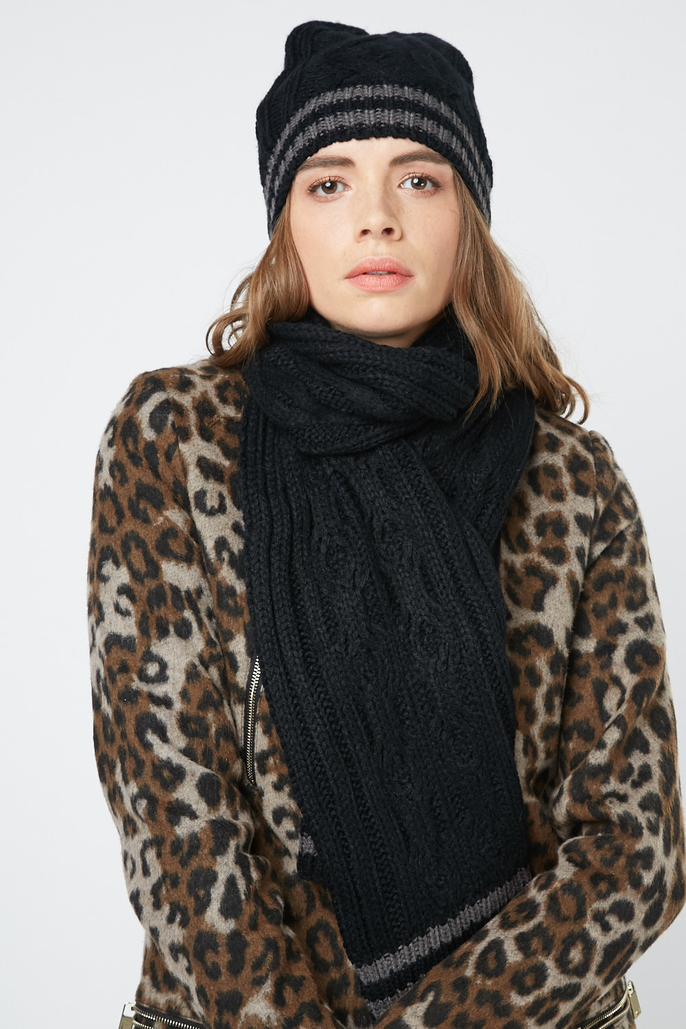 Cable Knit Beanie Hat And Scarf Set - Just $7