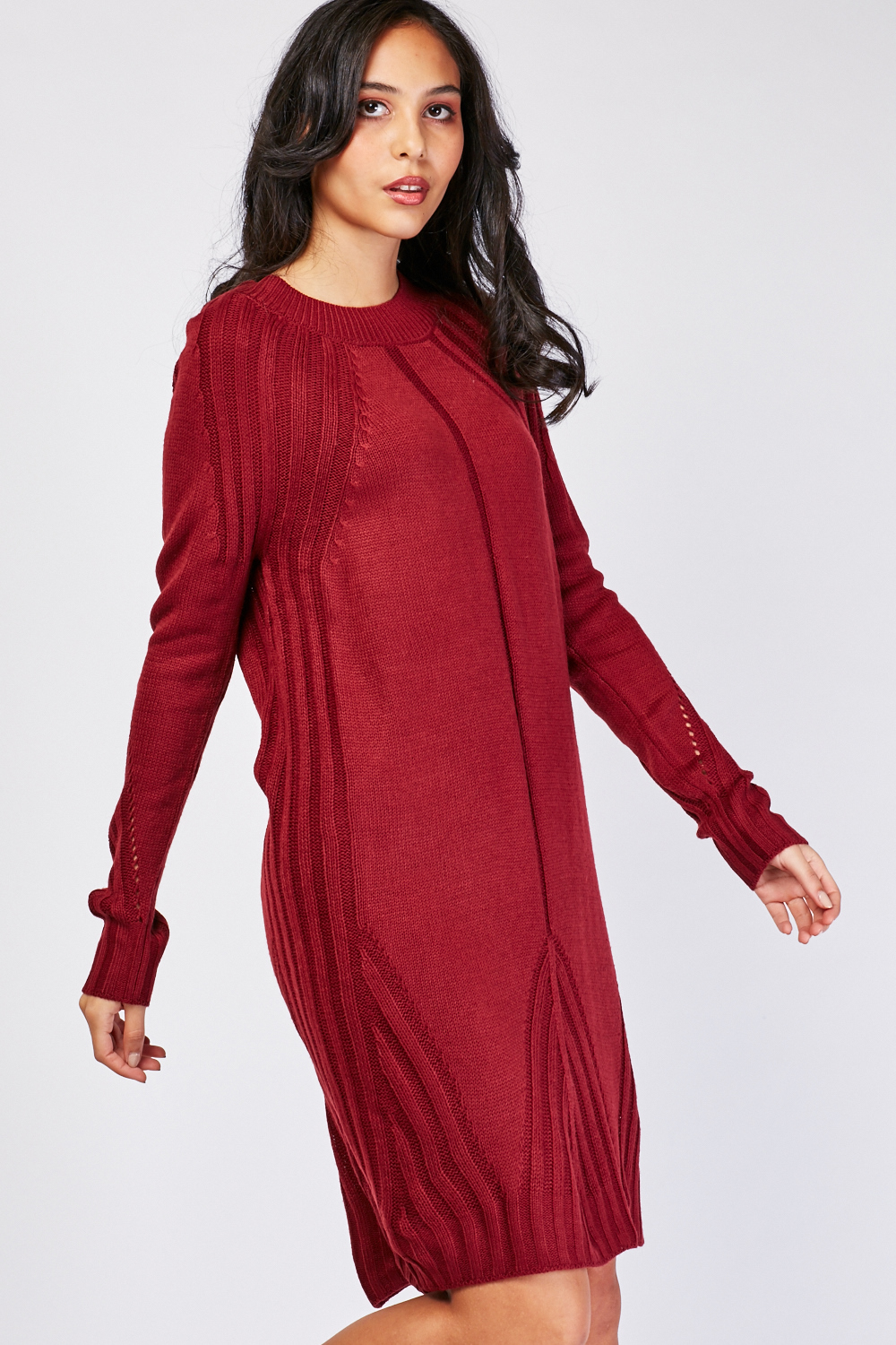 Maroon Knitted Jumper Dress Just 7