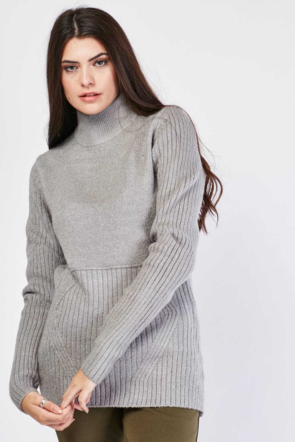 High Neck Rib Knit Jumper - Just $7