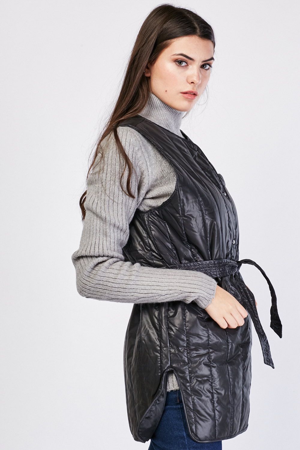 Quilted Long-Line Gilet - Just $7