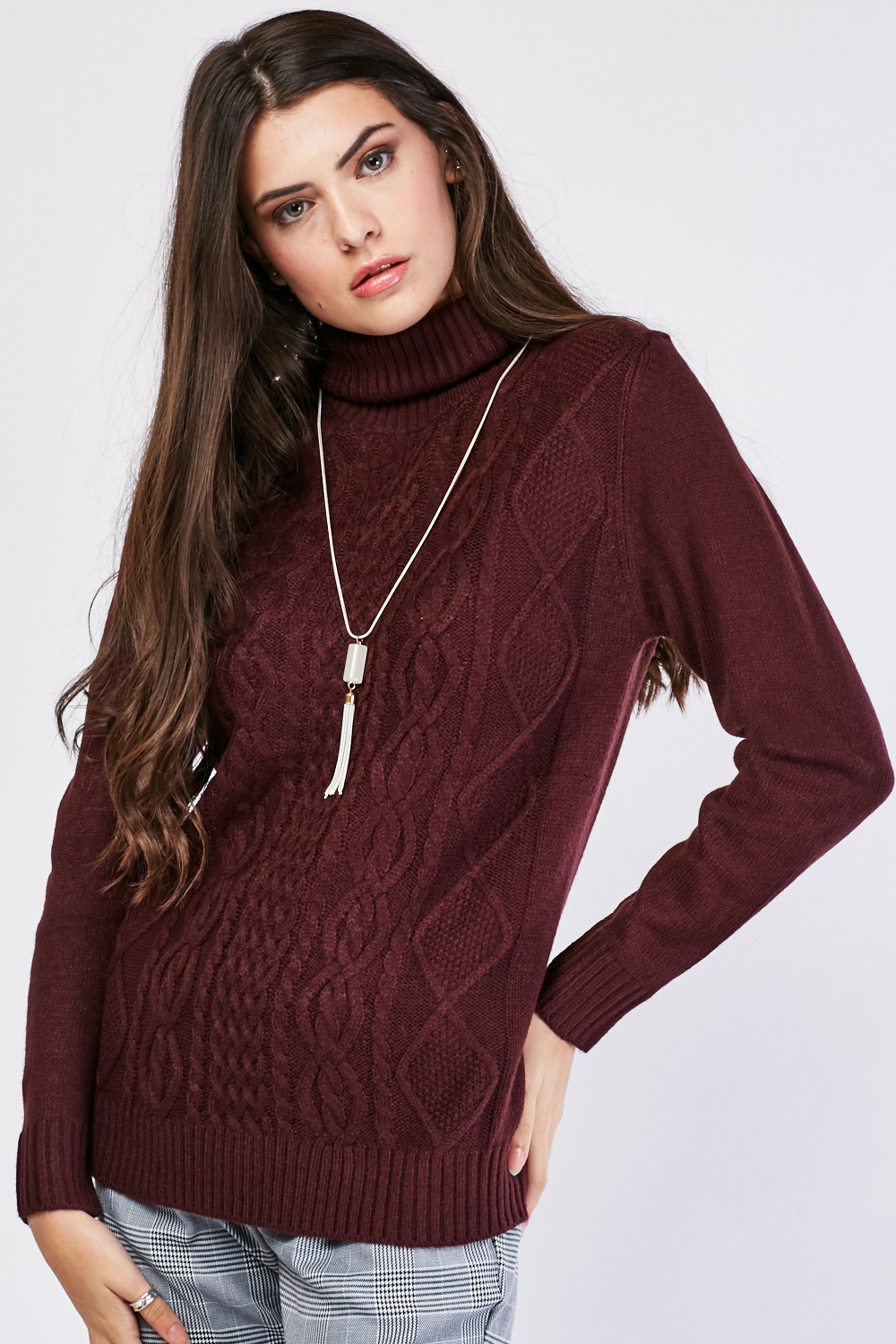 Roll Neck Cable Knit Jumper - Just $7