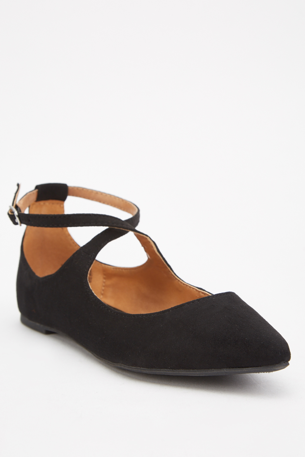 Faux Suede Cross-Strap Flats - Just $7