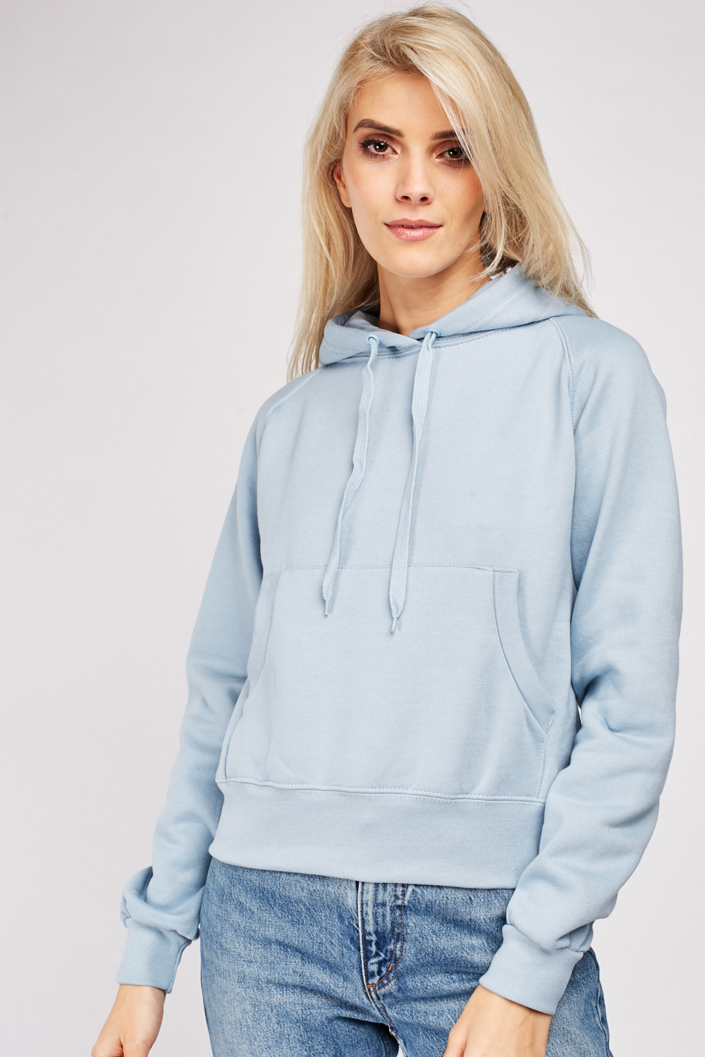 cropped light blue hoodie