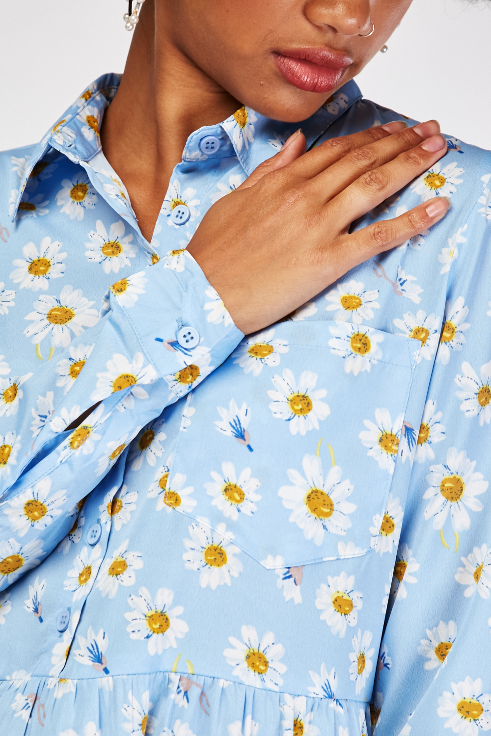 Daisy Flower Print Shirt Dress - Just $3