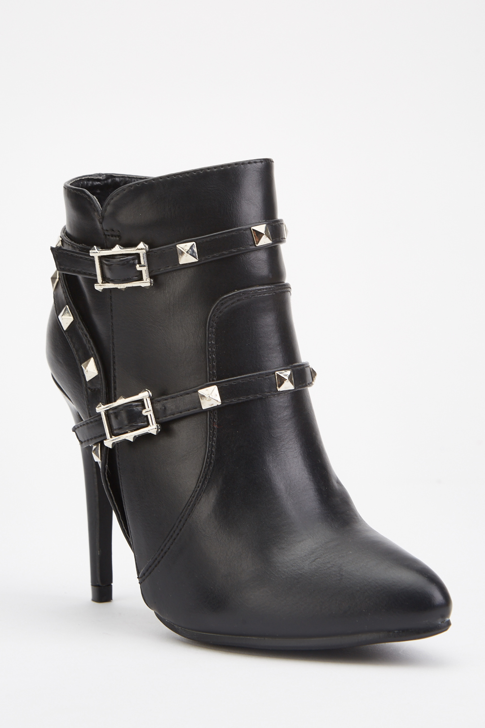 Studded Buckle Side Ankle Boots - Just $7