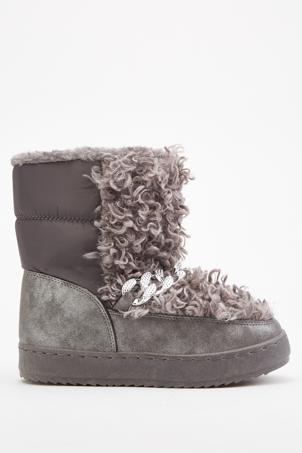Mongolian Fur Chain Trim Winter Boots - Just $1