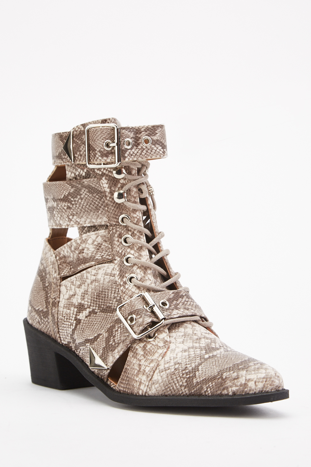 Snake-Skin Effect Ankle Boots - Just $6