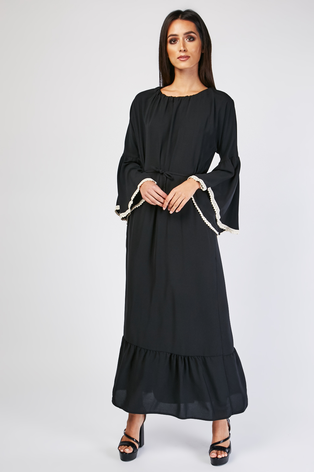 Crochet Circular Sleeve Maxi Dress - Just $6