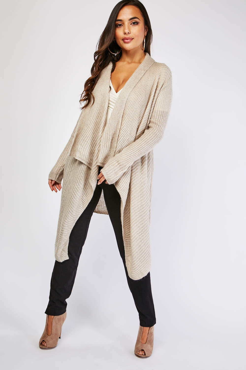 Open Front Waterfall Knit Cardigan - Just $6