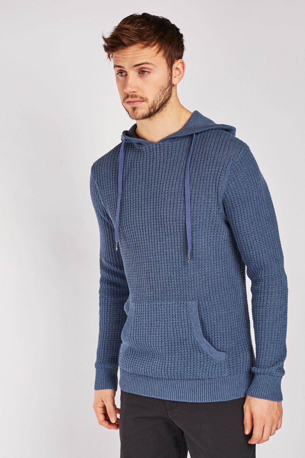 Pouch Pocket Front Hooded Knit Jumper - Just $6
