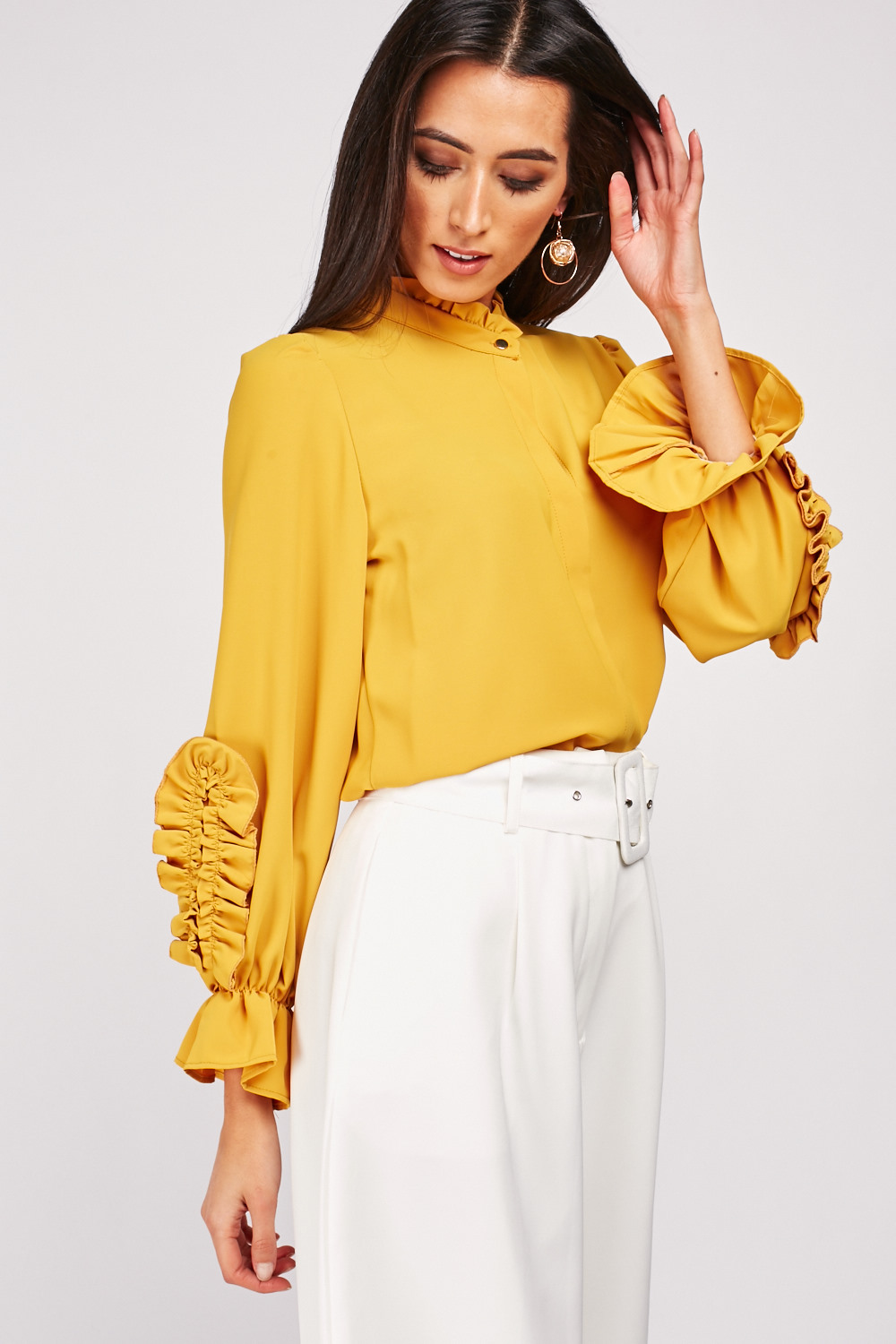 Frilly Panel Sheer Blouse - Just $3