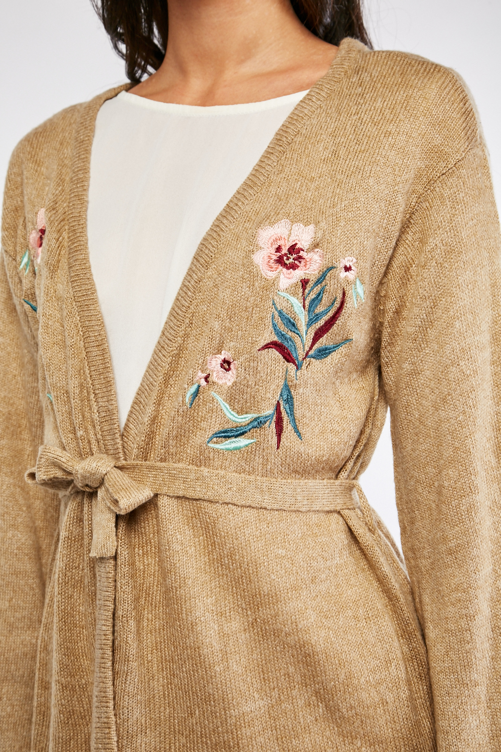 Embroidered Flower Knit Cardigan - Just $7
