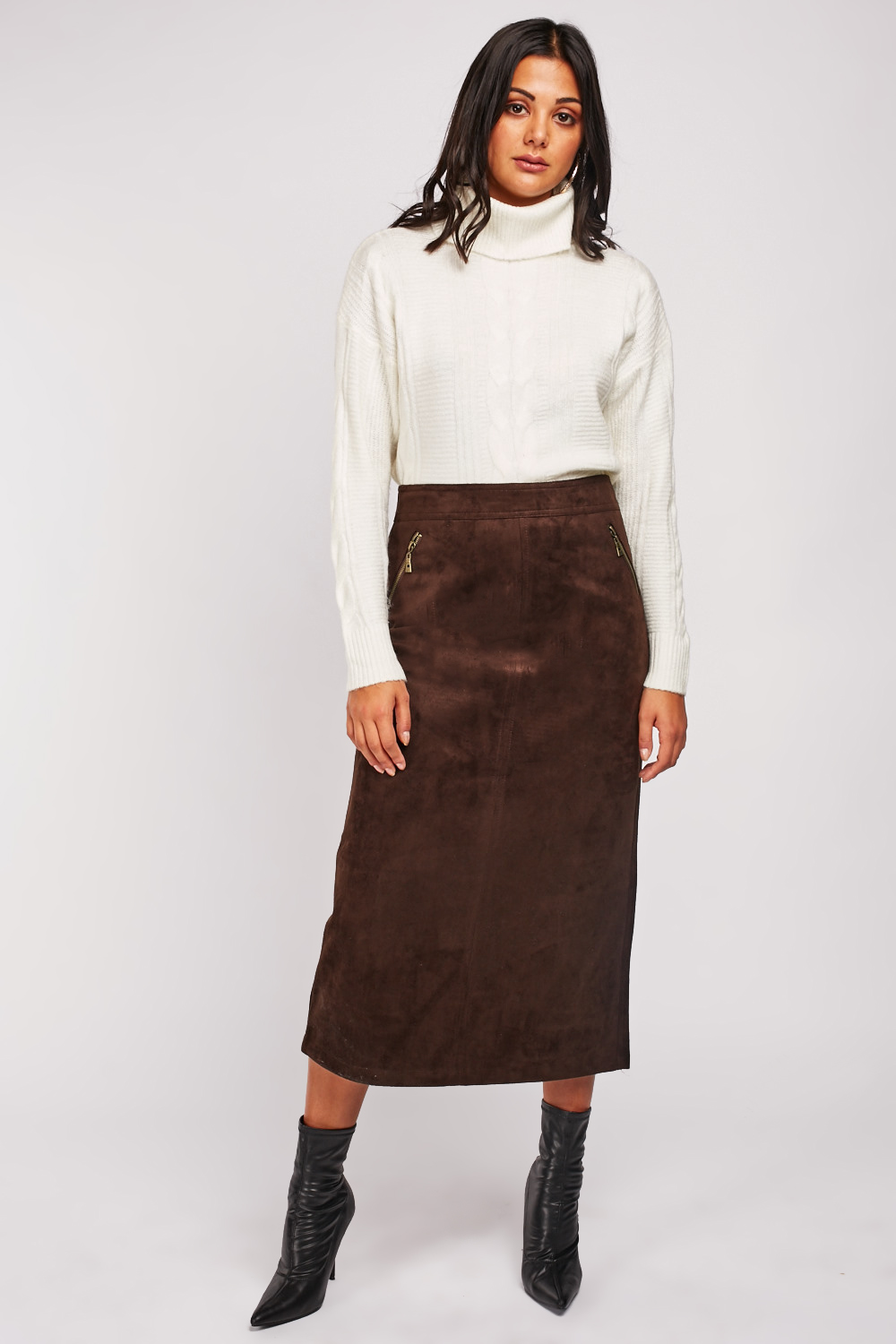 suedette midi skirt