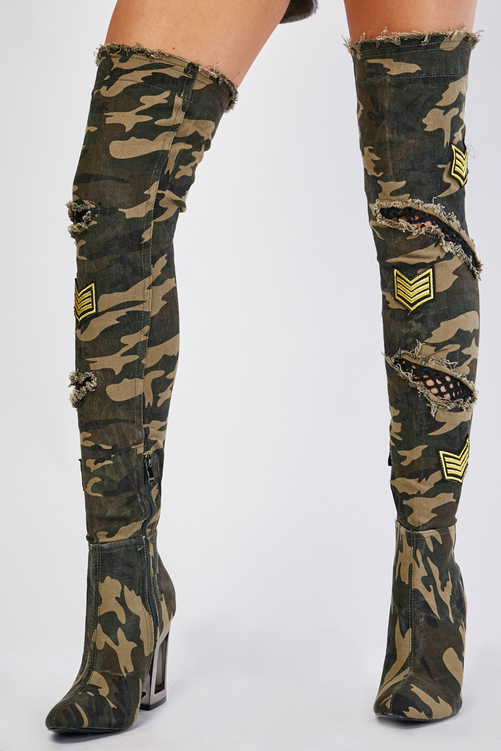 Camouflage Print Thigh High Boots - Just $6