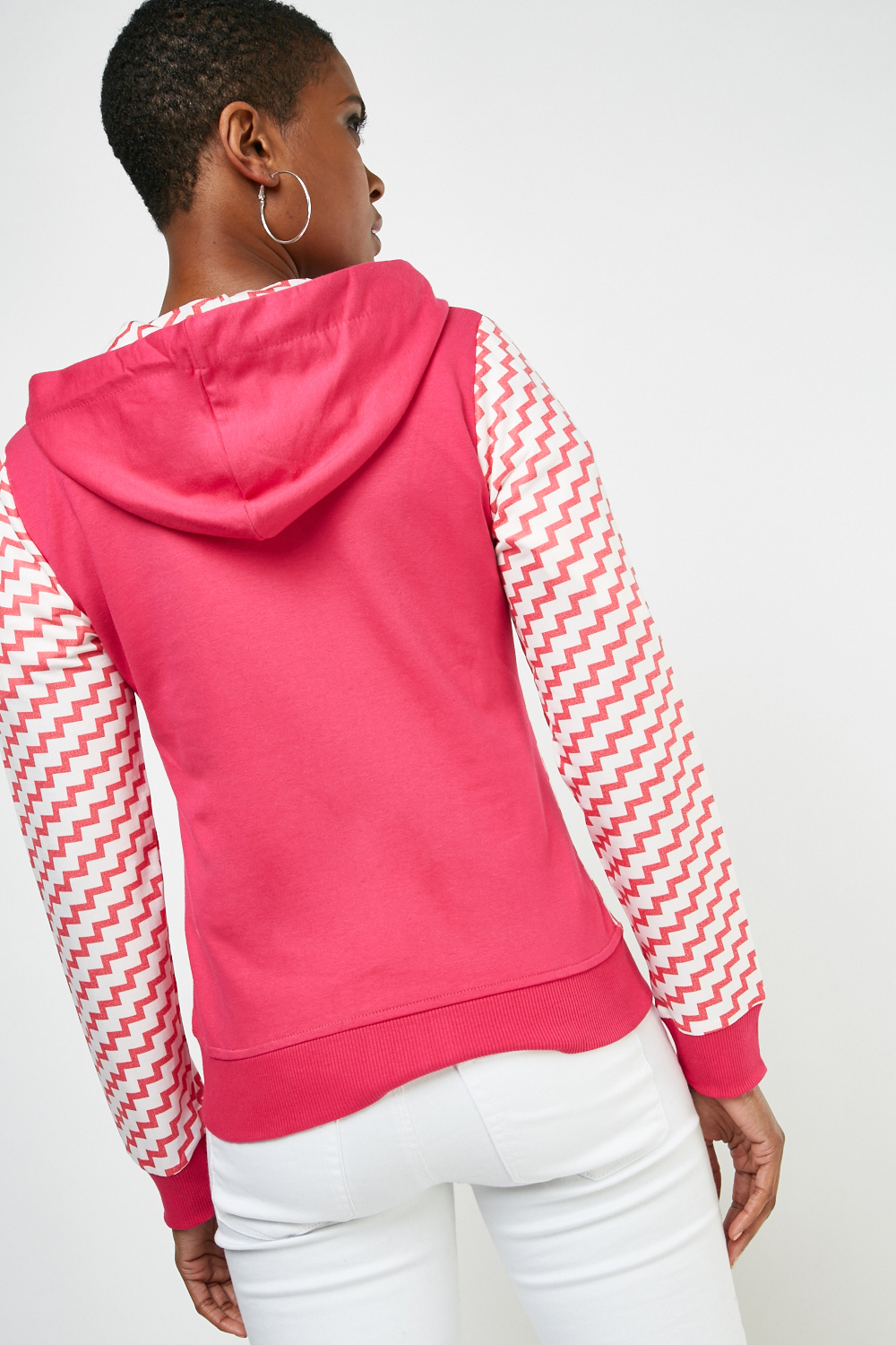 Zig-Zag Zipper Hooded Jacket - Just $6