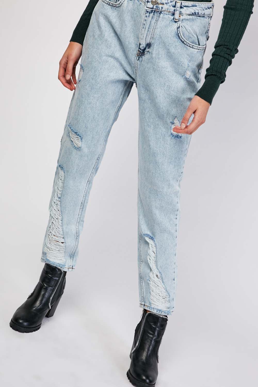 Distressed Light Blue Mom Jeans - Just $7