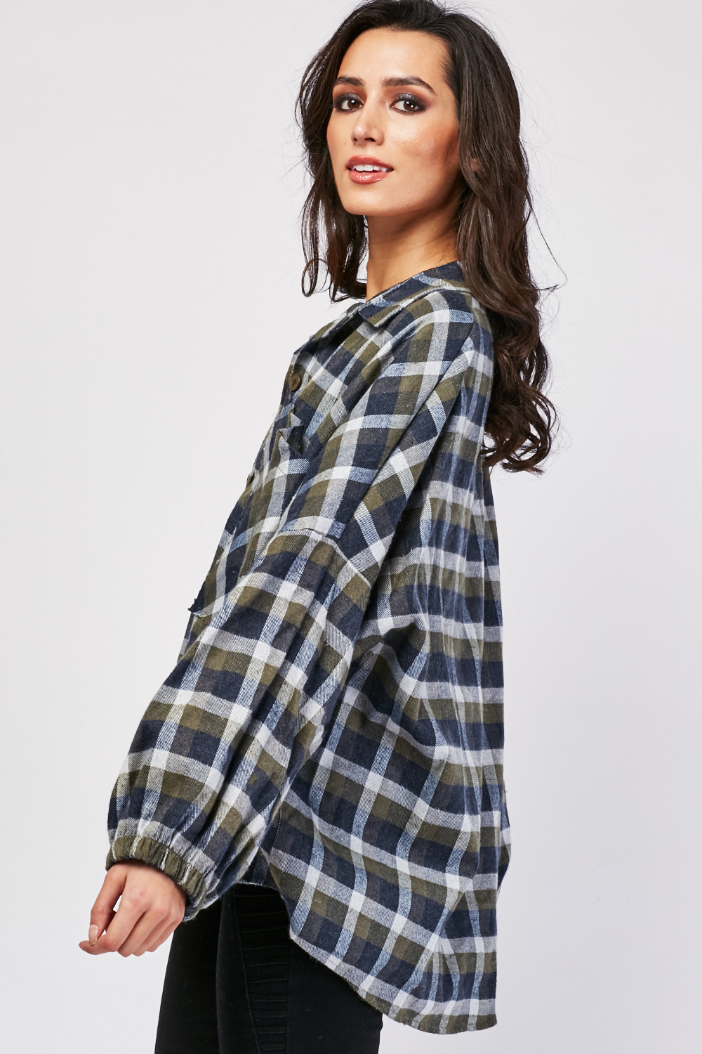 Slouchy Checkered Overshirt - Just $7