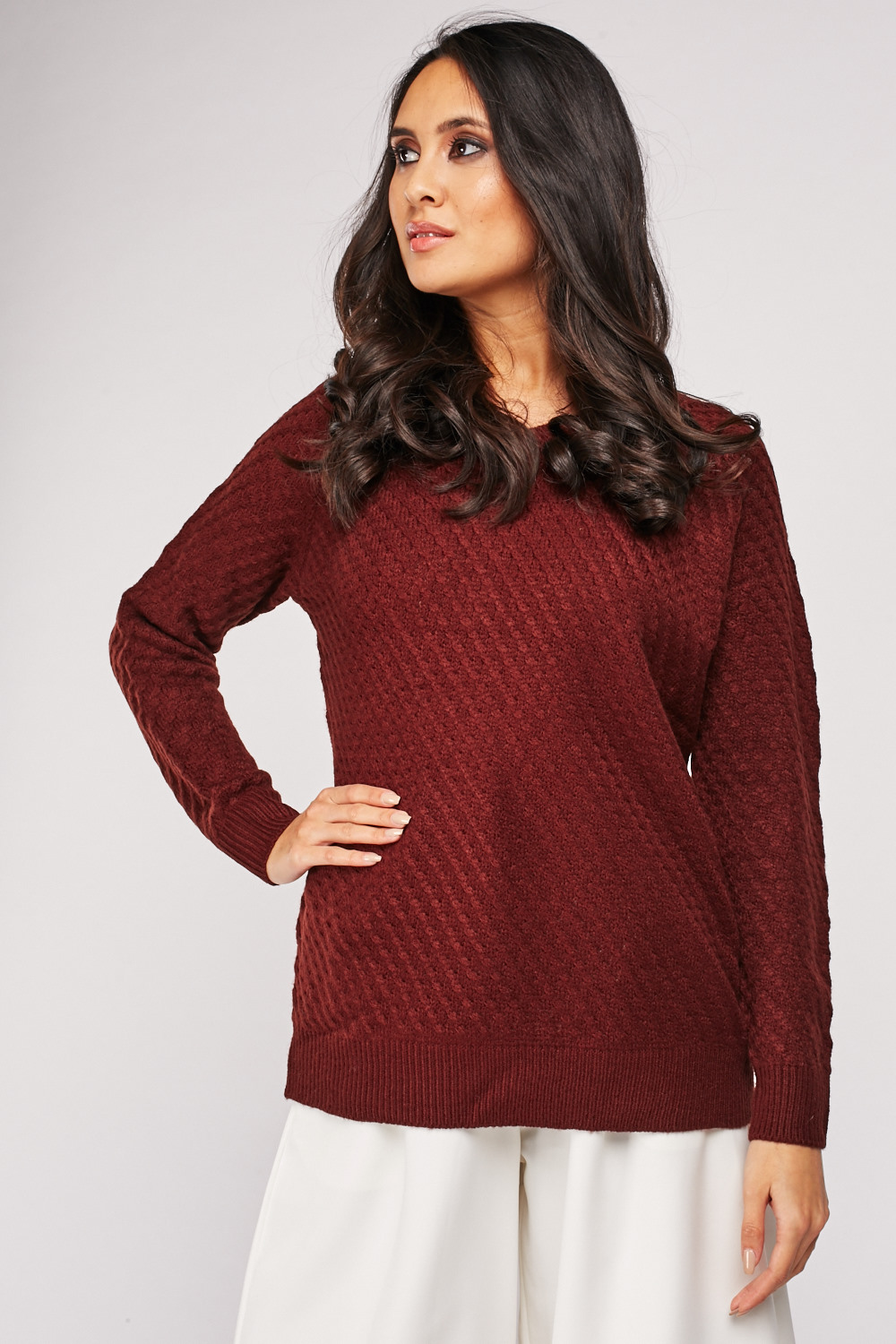 VNeck Knit Pattern Jumper Just 7