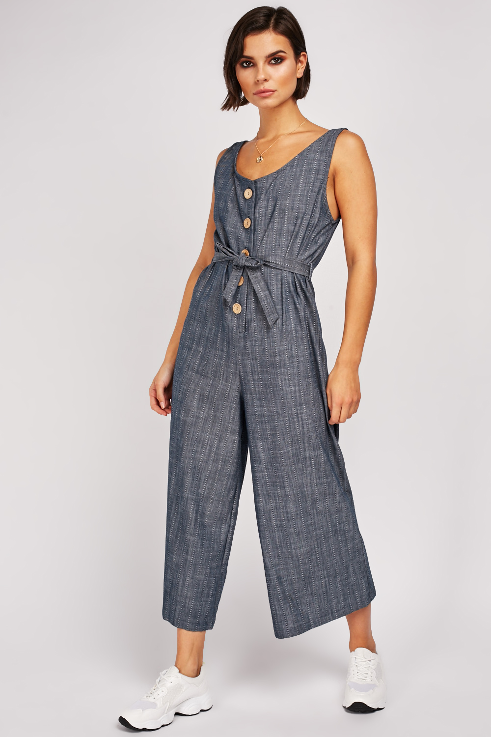 Denim Style Crop Jumpsuit - Just $7