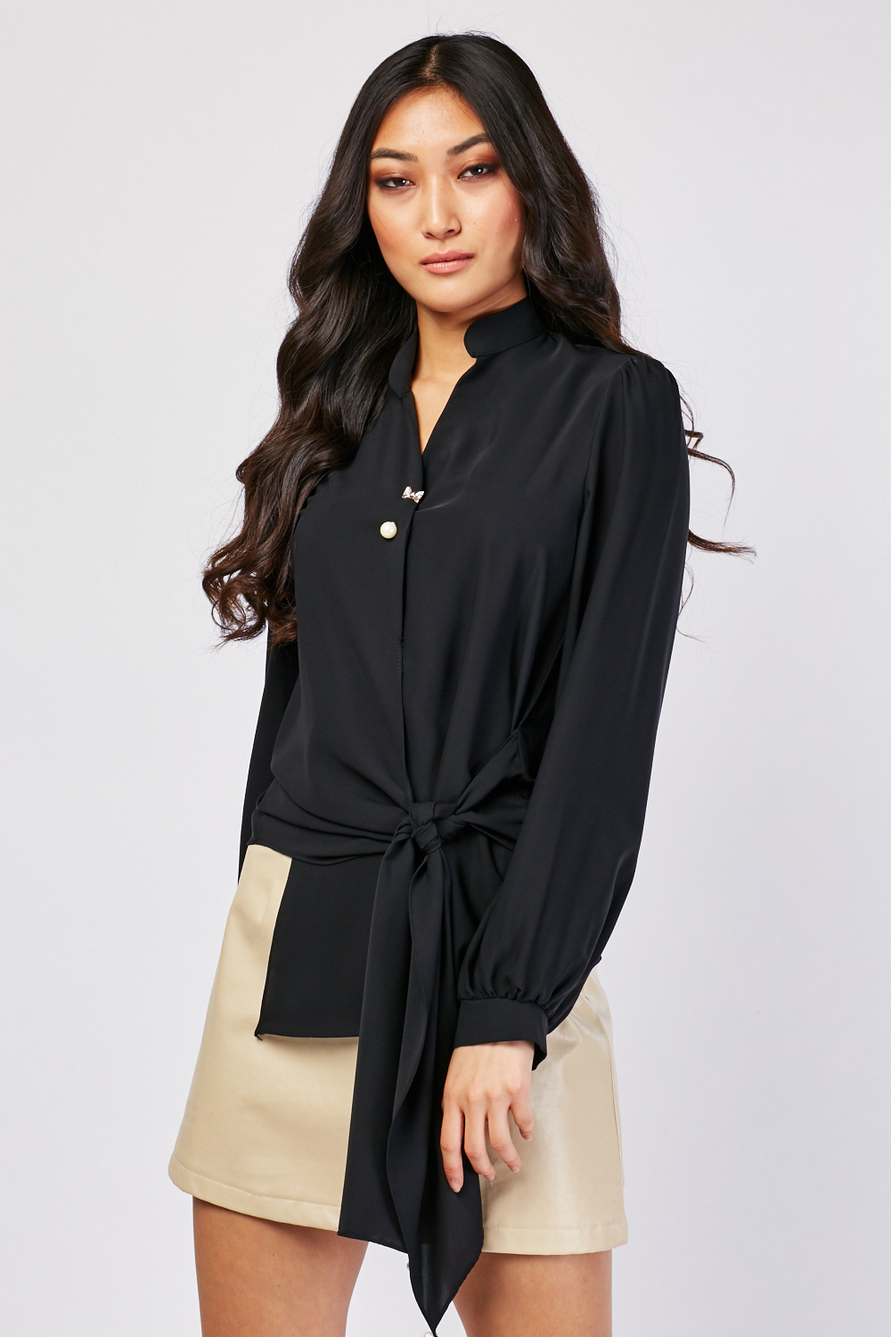 Faux Pearl Broach Blouse - Just $7
