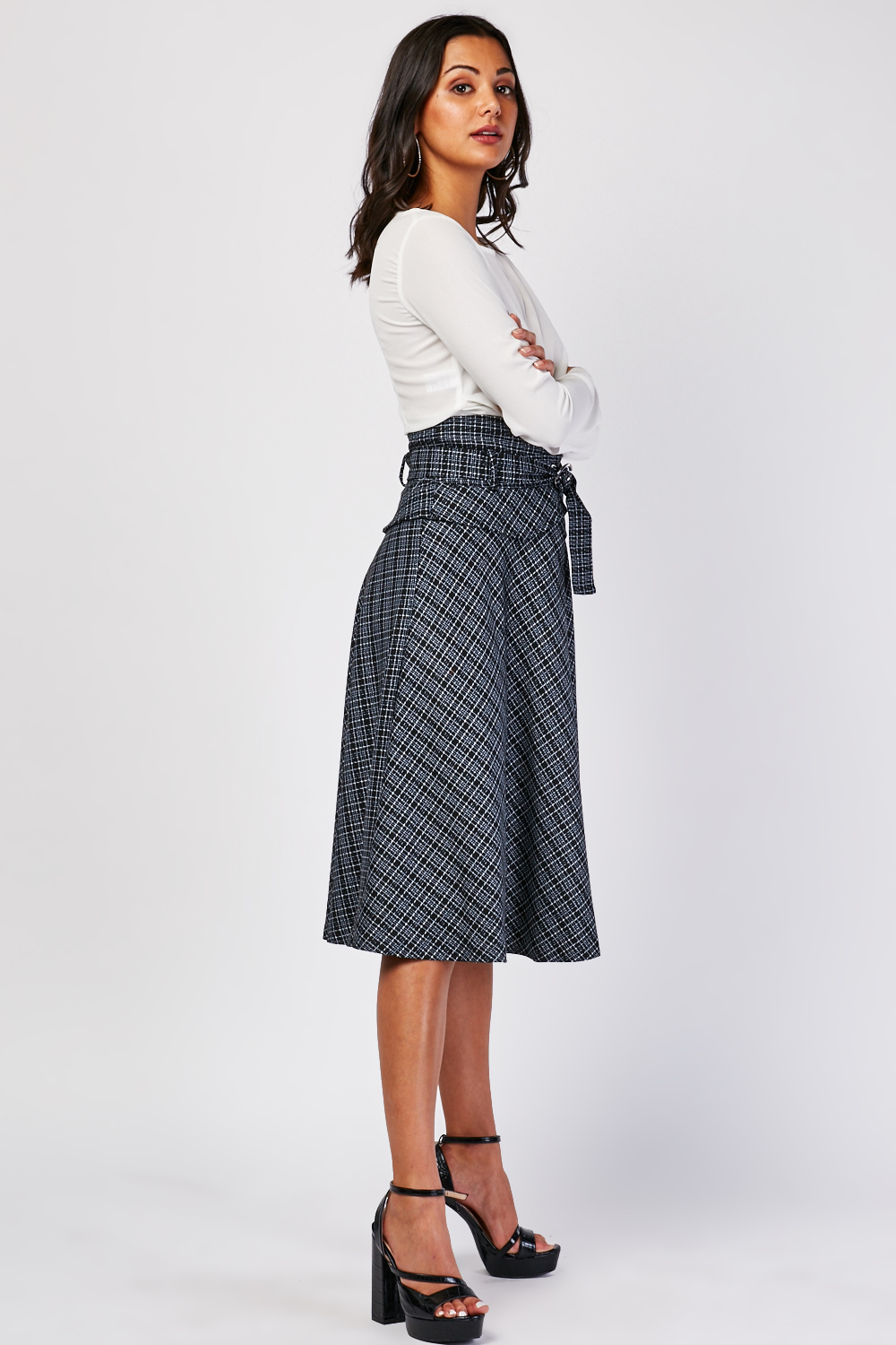 High Waist Flared Peplum Skirt - Just $7