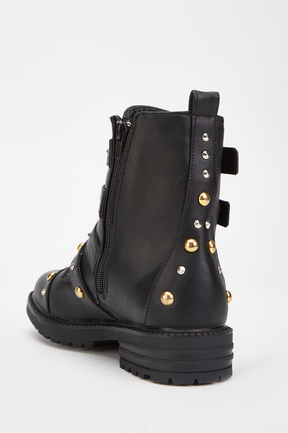 Multi Studded Buckled Ankle Boots - Just $7