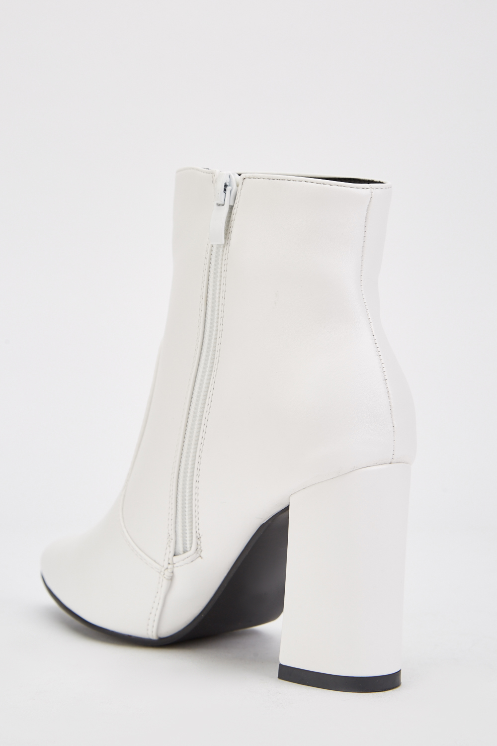 White Block Heel Ankle Boots - Just $7