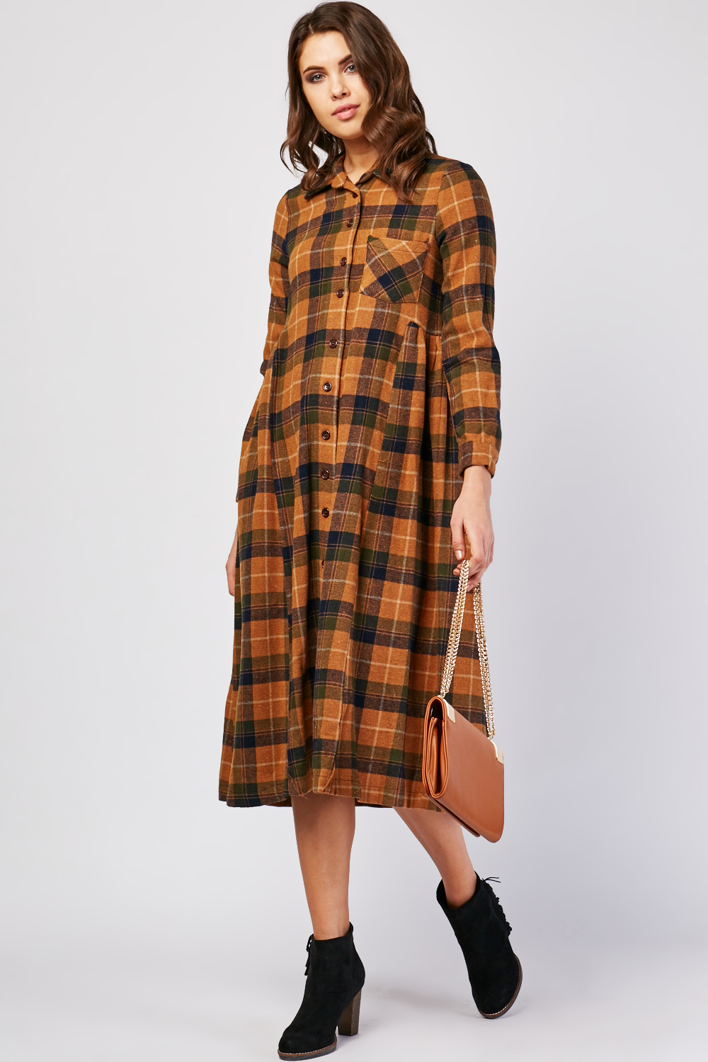 Prairie Checkered Midi Dress - Just $7
