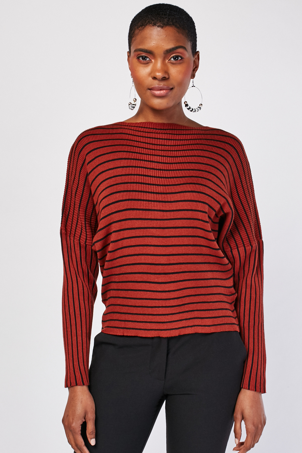 Striped Rib Knitted Sweater - Just $3