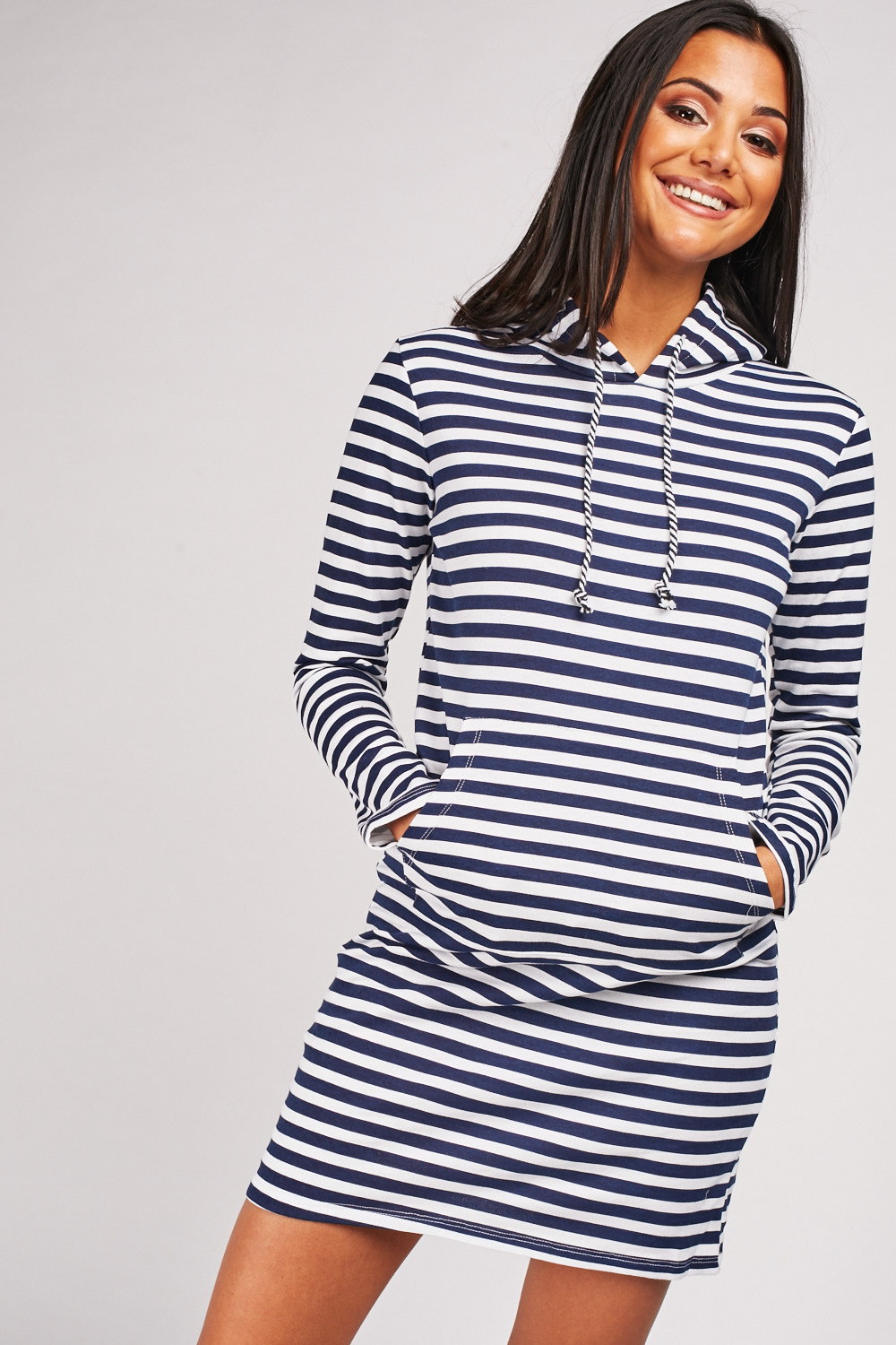 striped hooded dress